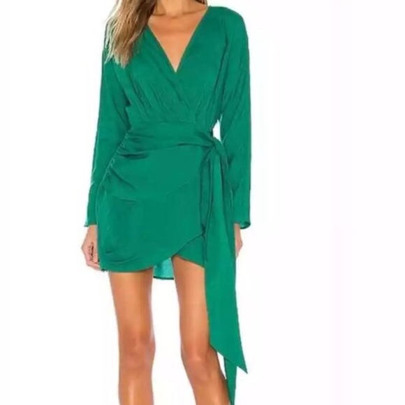 L'Academie The Lorriana Mini Dress in Kelly Green Tencel Small Event Prom - Picture 4 of 12